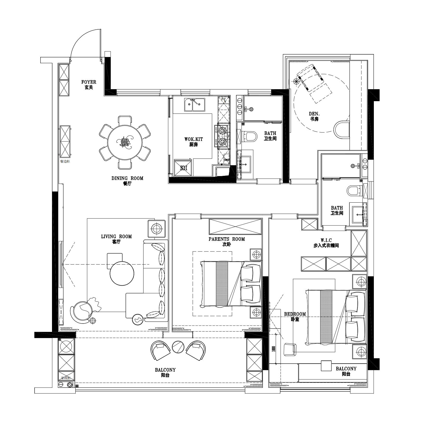 淮北.华松.蘭墅香汐B户型轻奢风样板间装饰工程(图2)