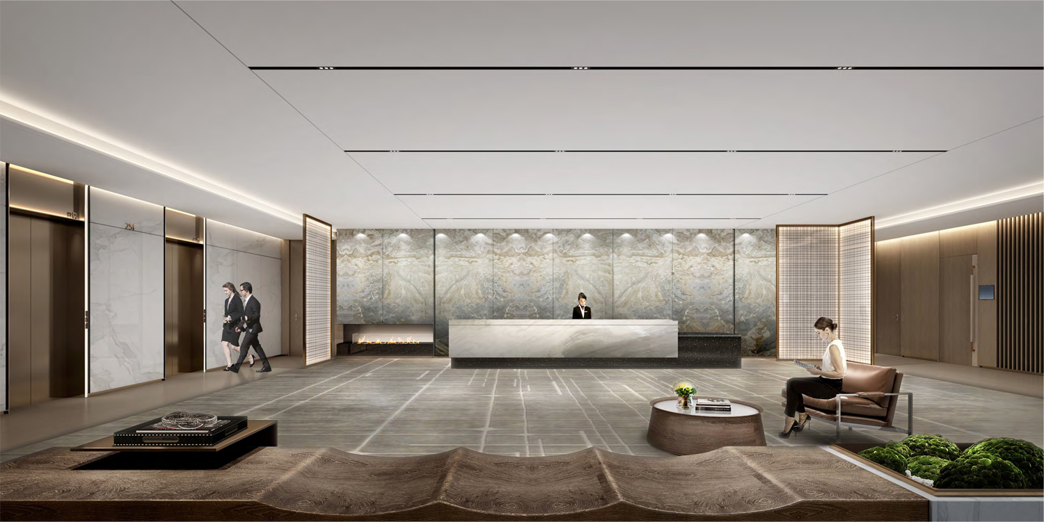 巢湖槐林渔具有限公司4000平方办公楼前台装修案例(图2)