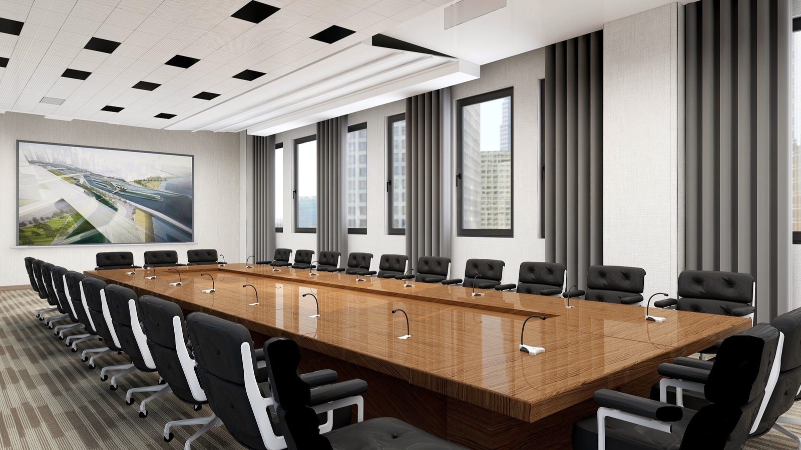 现代简约1200㎡办公室装修设计案例(图1) 现代简约1200㎡办公室装修设计案例(图1)