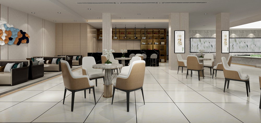 淮北华松皖溪佳苑现代简约风格售楼部装修设计改造(图5)